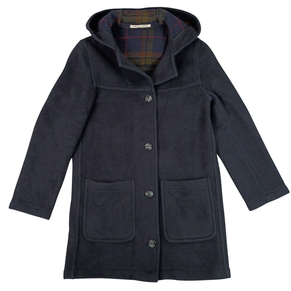 Burberry London Women's US 6 Wool Cashmere Warm Hooded Duffle Coat Plaid Lined